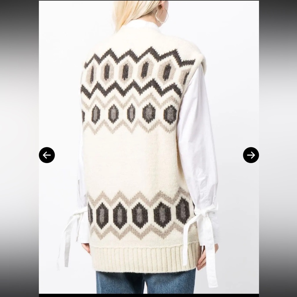 Ganni Patterned Intarsia-Knit Wool Vest - Picture 4 of 6